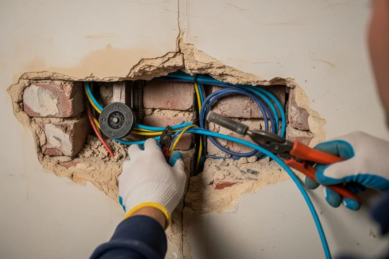 House rewiring project in progress in South Wales